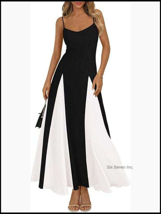 Dresses & Skirts - Spaghetti Strap Backless Flowy Maxi Dress Sleeveless Wedding Guest